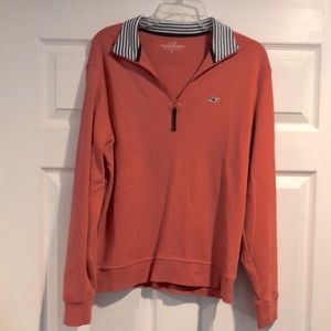 Vineyard Vines Orange Coral Blue Small 1/4 Zip Pullover Long Sleeve Golf